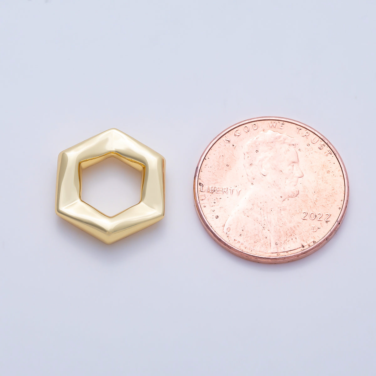 16K Gold Filled 15mm Modern Geometric Hexagonal Spacer Bead | Beads-00563 - Beads-00564
