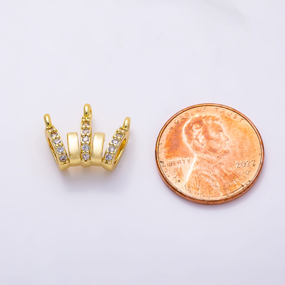 16K Gold Filled 15mm Micro Paved CZ Crown Link Connector | Connectors-00054