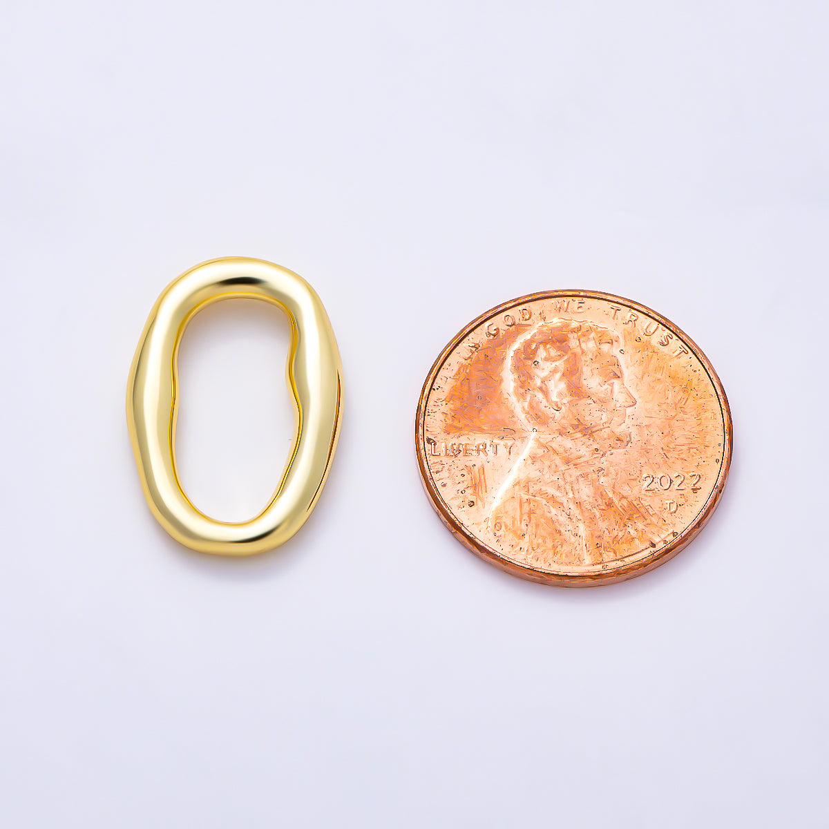 16K Gold Filled 19mm Irregular Oblong Wavy Oval Closed Ring Link Findings | Findings-00575 - Findings-00576