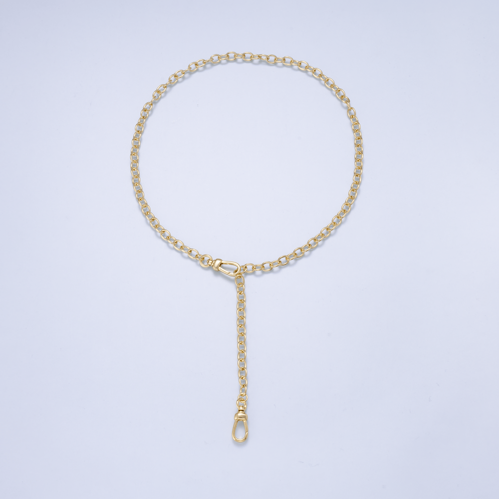 16K Gold Filled 6mm Dual Push Gate Round Rolo Chain 20 Inch Necklace | WA-02027