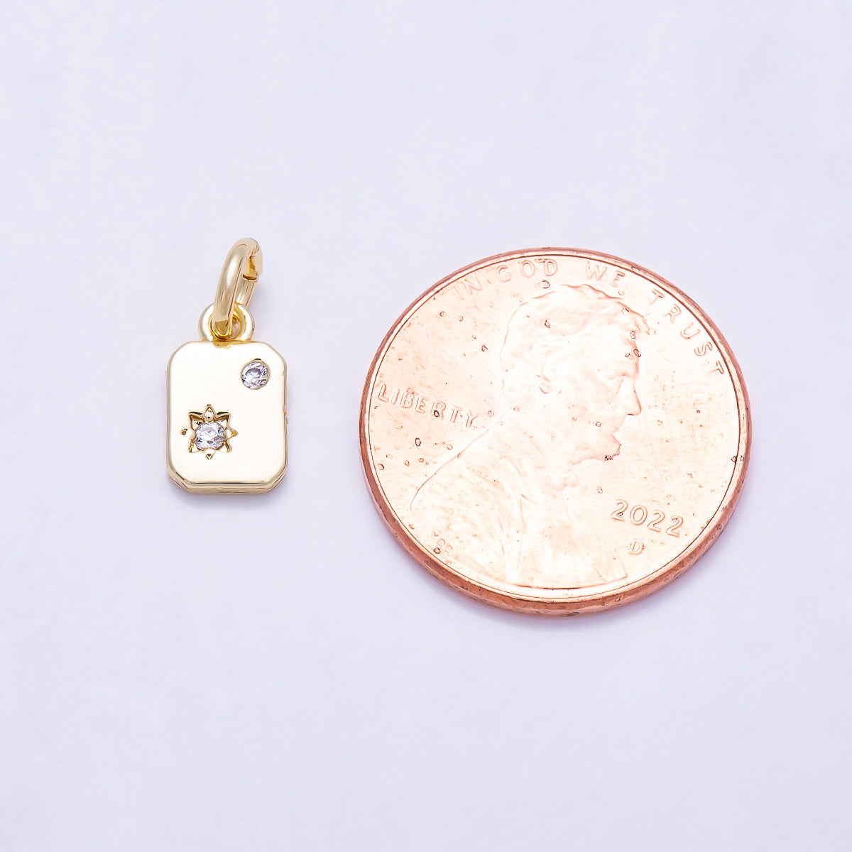 16K Gold Filled 9mm Rectangular Starburst Tag Charm in Gold & Silver | Charms-01933 - Charms-01934