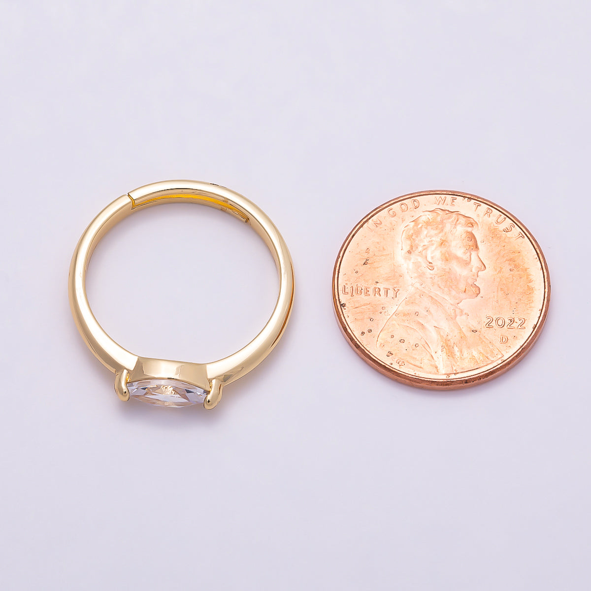 16K Gold Filled Clear CZ Marquise Mini Solitaire Adjustable Ring in Gold & Silver | Rings-00134 Rings-00135