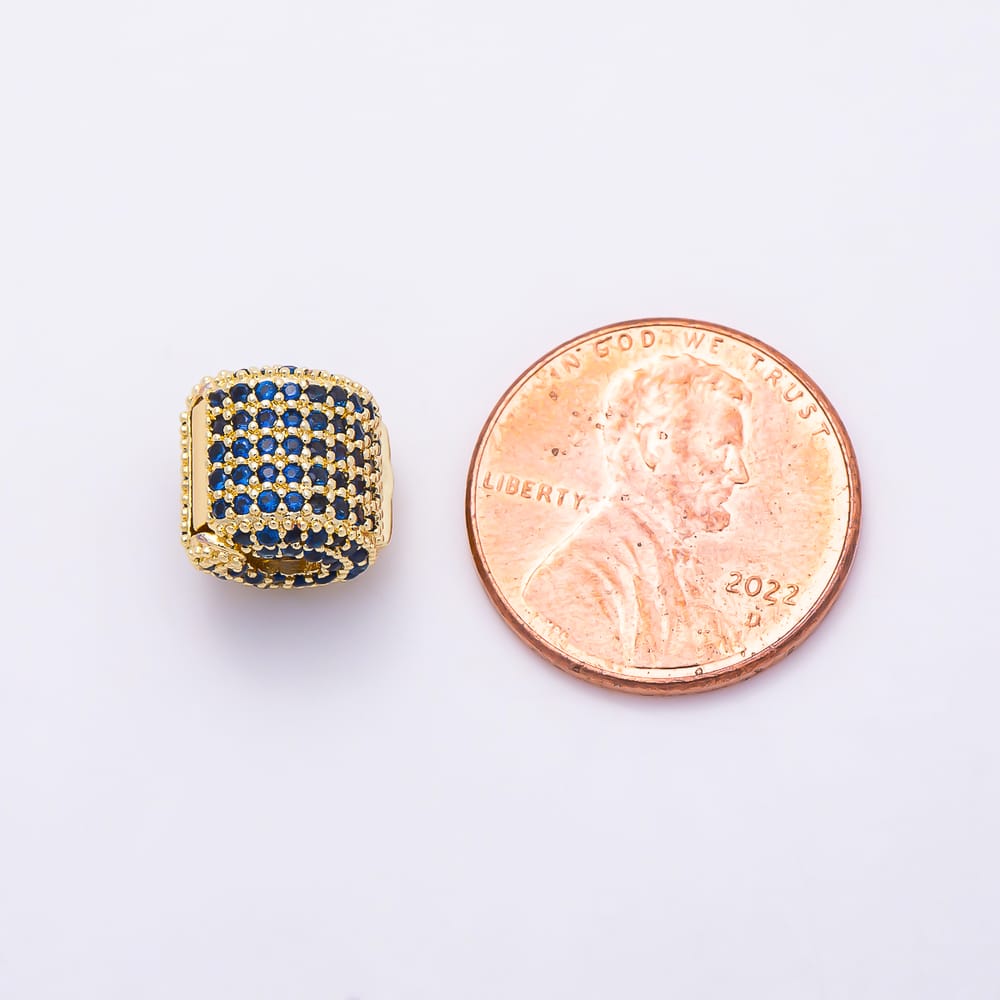 16K Gold Filled 10mm Micro Paved CZ Multi Color Barrel Spacer Bead | Beads-00621 - Beads-00624