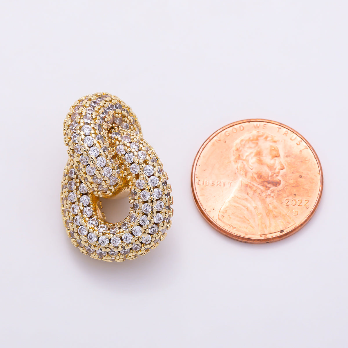 16K Gold Filled 24mm Micro Paved CZ Chunky Double Interlocking Oval Loop | Findings-00567