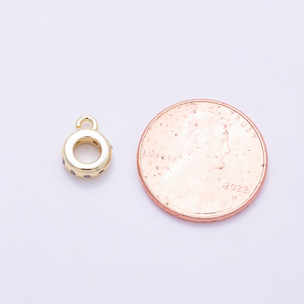 16K Gold Filled 10mm Clear CZ Dotted Drop Rondelle Bail Findings in Gold & Silver | Findings-00646 Findings-00647