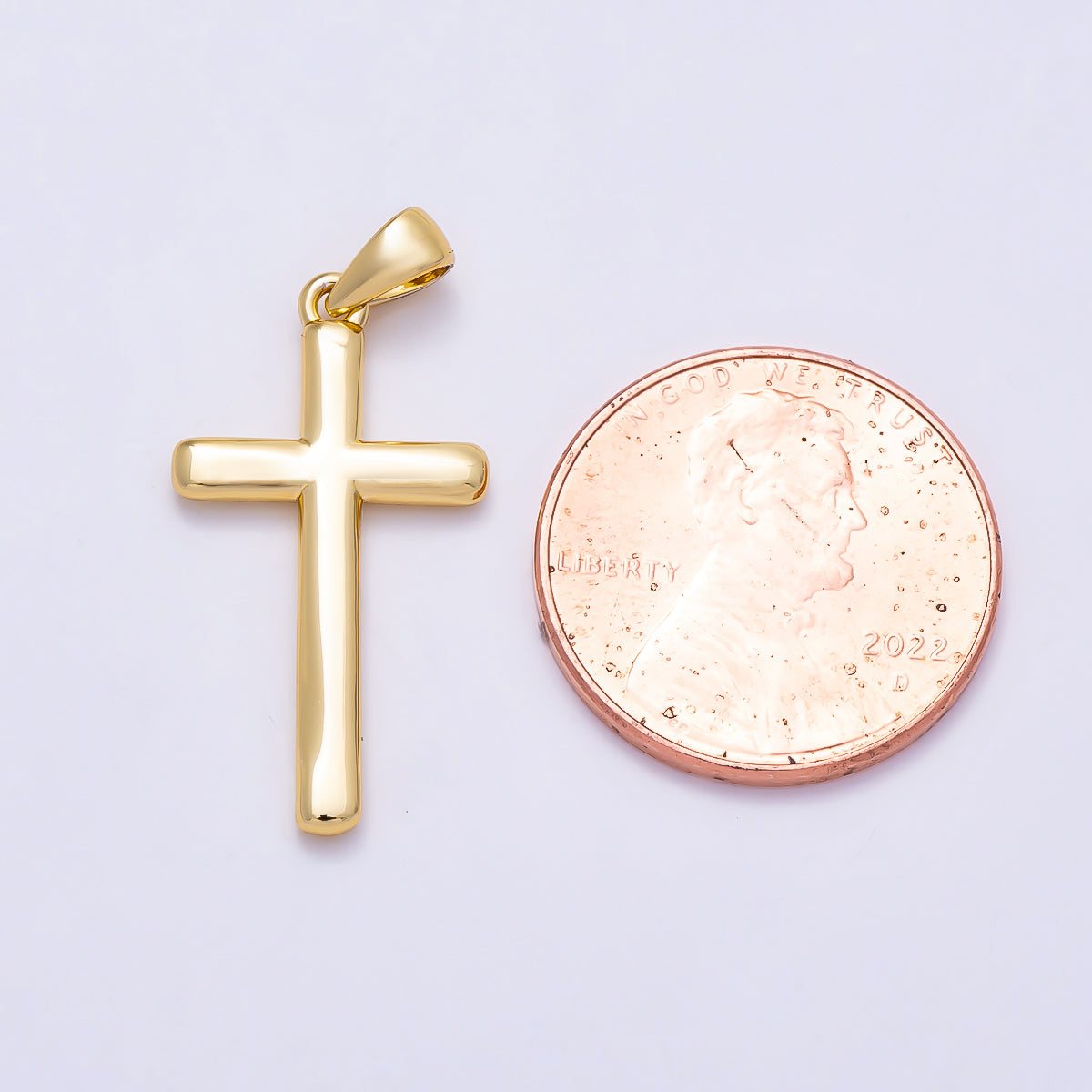 16K Gold Filled Religious Latin Cross Minimalist Christian Pendant | I095