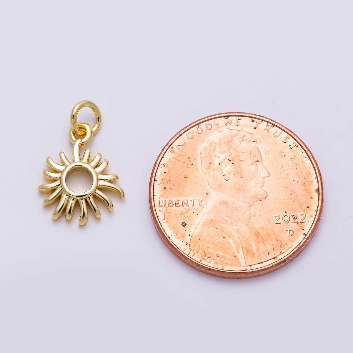 16K Gold Filled 12mm Minimalist Celestial Sun Ray Charm | Charms-01482