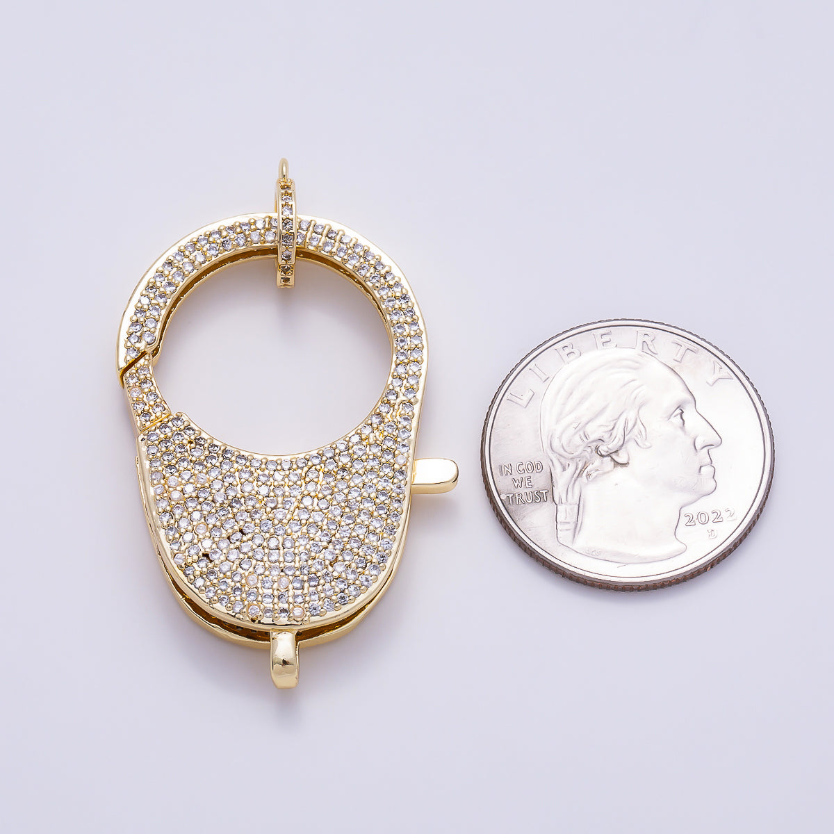 16K Gold Filled 40mm Micro Paved CZ Large Lobster Clasp Enhancer Closure Findings | Findings-00480