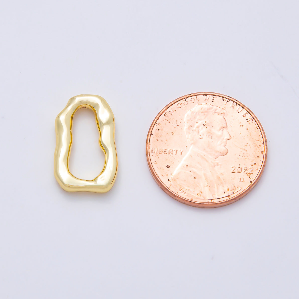 16K Gold Filled 16mm Geometric Molten Rectangle Charm Link | Findings-00408