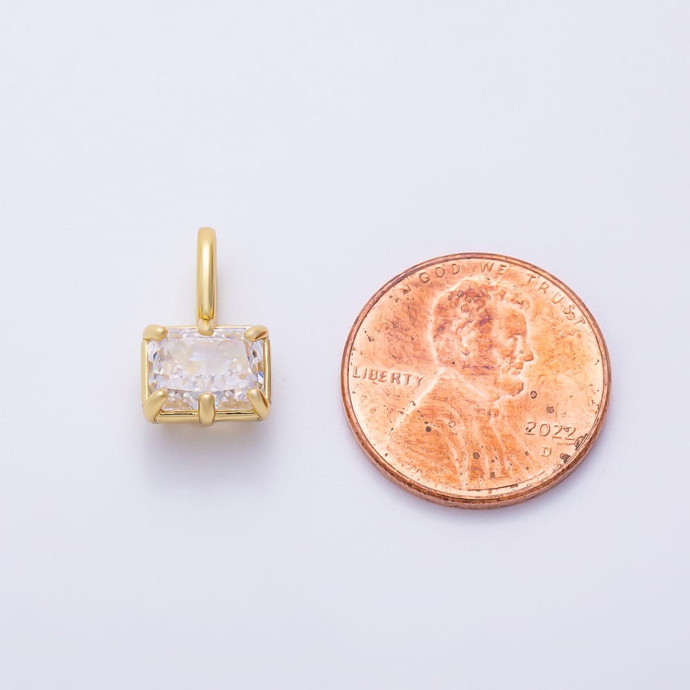 16K Gold Filled 18mm, 14mm Clear CZ GEORGIAN SET BEZEL Solitaire Pendant in Gold & Silver | Charms-02404 ~ Charms-02427