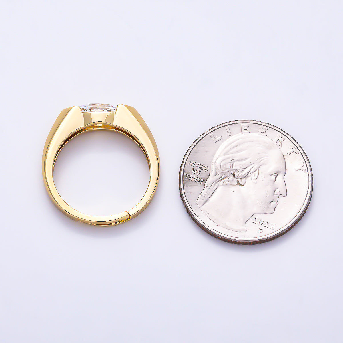 16K Gold Filled Clear CZ Marquise Solitaire Ring in Gold & Silver | Rings-00404 Rings-00405