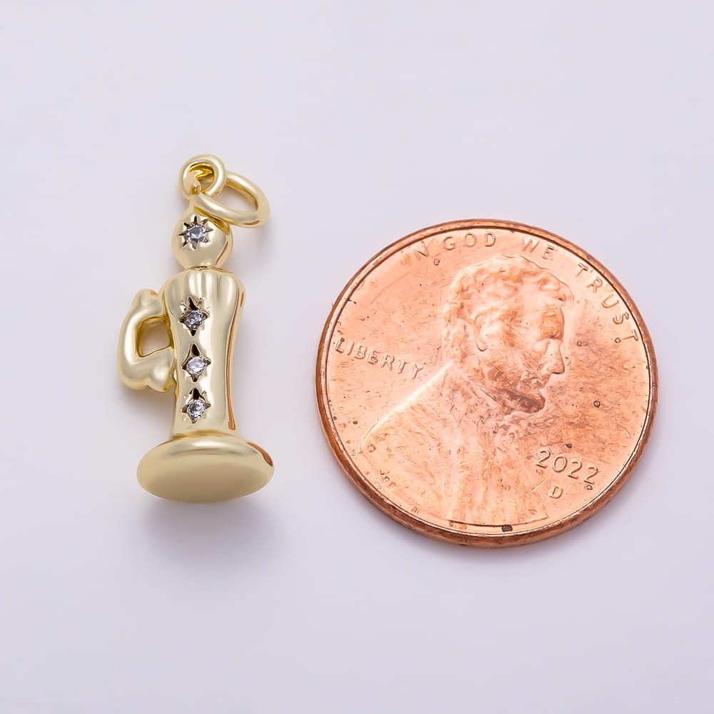 16K Gold Filled 20mm Clear CZ Vintage Candle Starburst Charm | Charms-02113 - Charms-02114