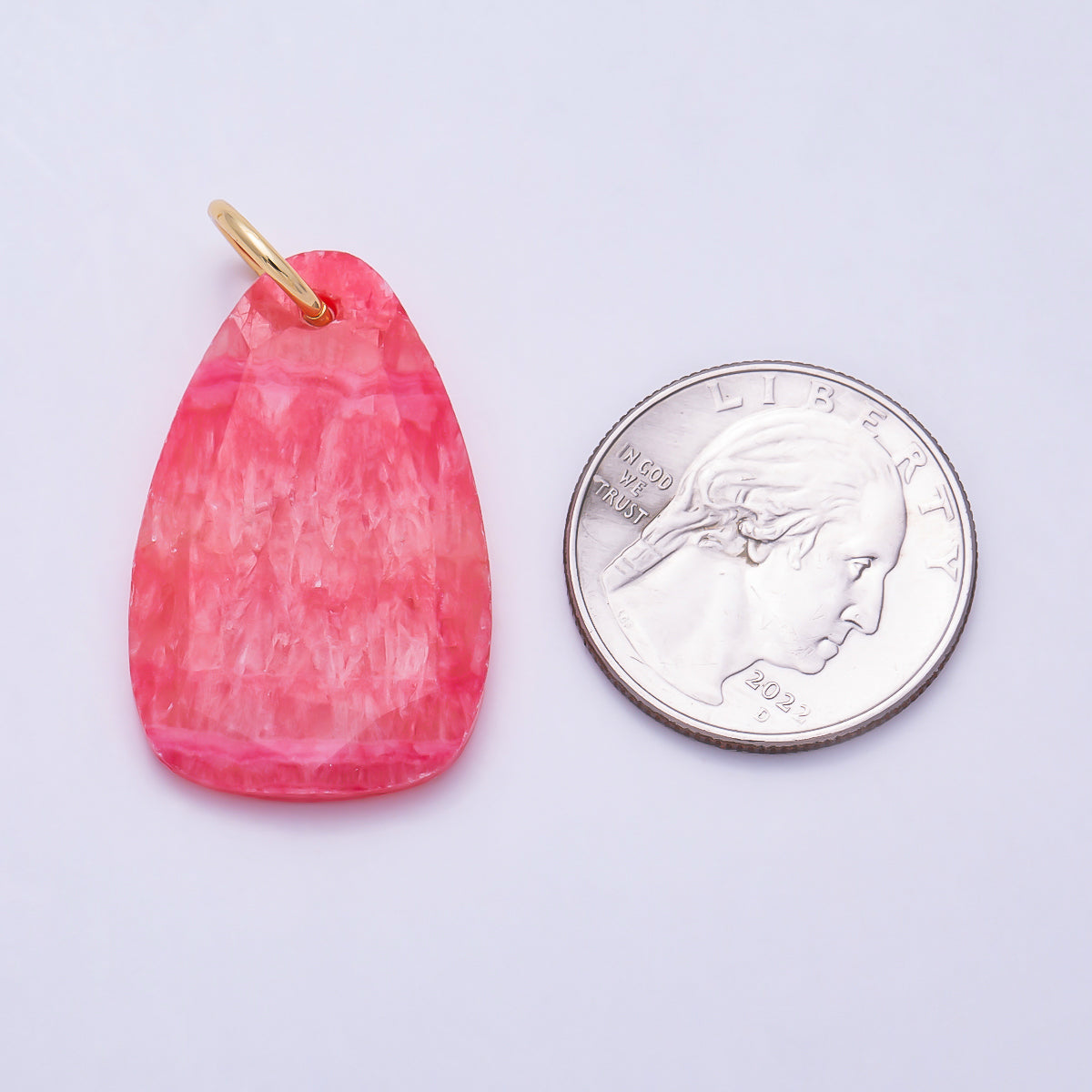 16K Gold Filled 28mm Colorful Organic Teardrop Asymmetric Natural Gemstone Pendant | Charms-01665 - Charms-01667