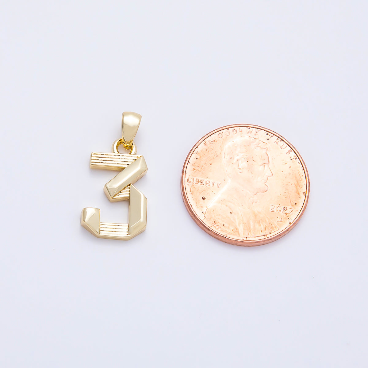 16K Gold Filled 15mm Ribbed Edged Geometric Number Numerology Charm | Charms-01207 ~ Charms-01216