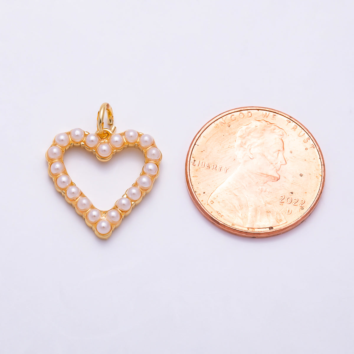 16K Gold Filled 16mm Openwork Love Heart Shell Pearl Frame Charm | Charms-01692 - Charms-01693