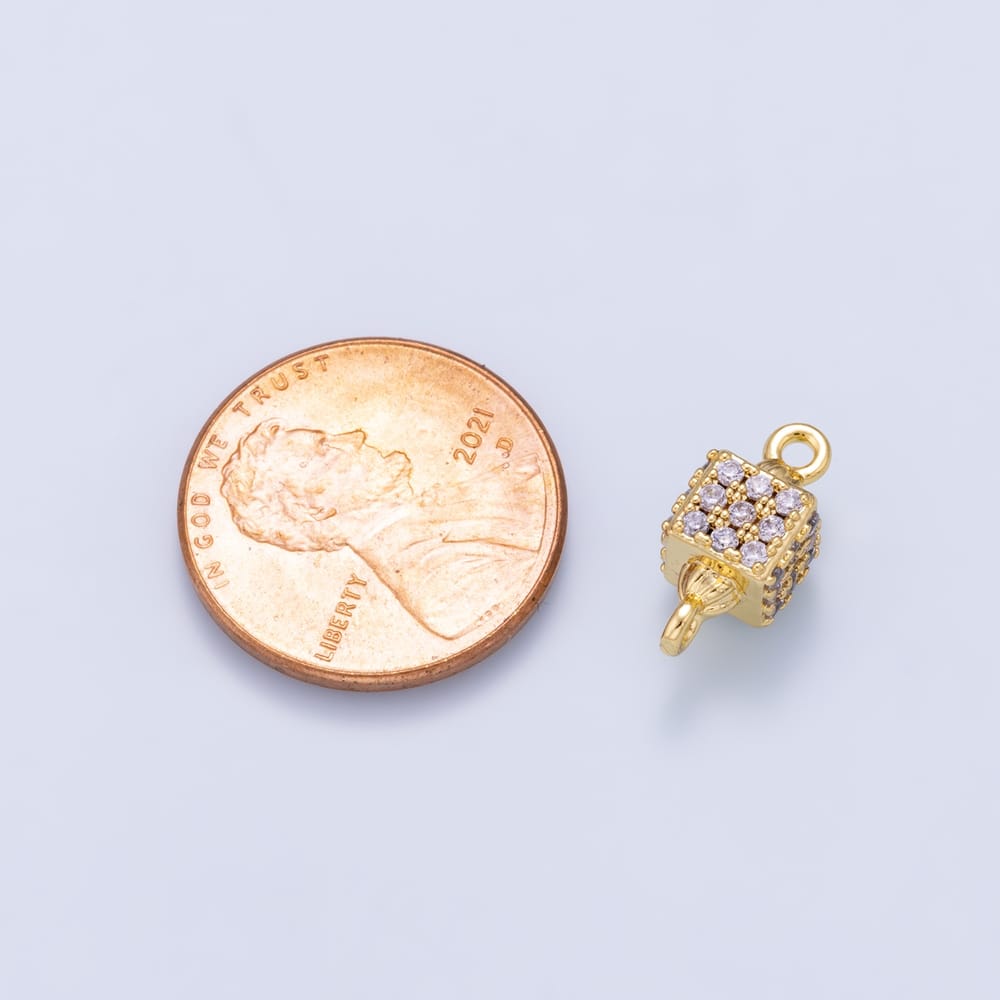 16K Gold Filled 14mm Micro Paved CZ Box Connector | Connectors-00078