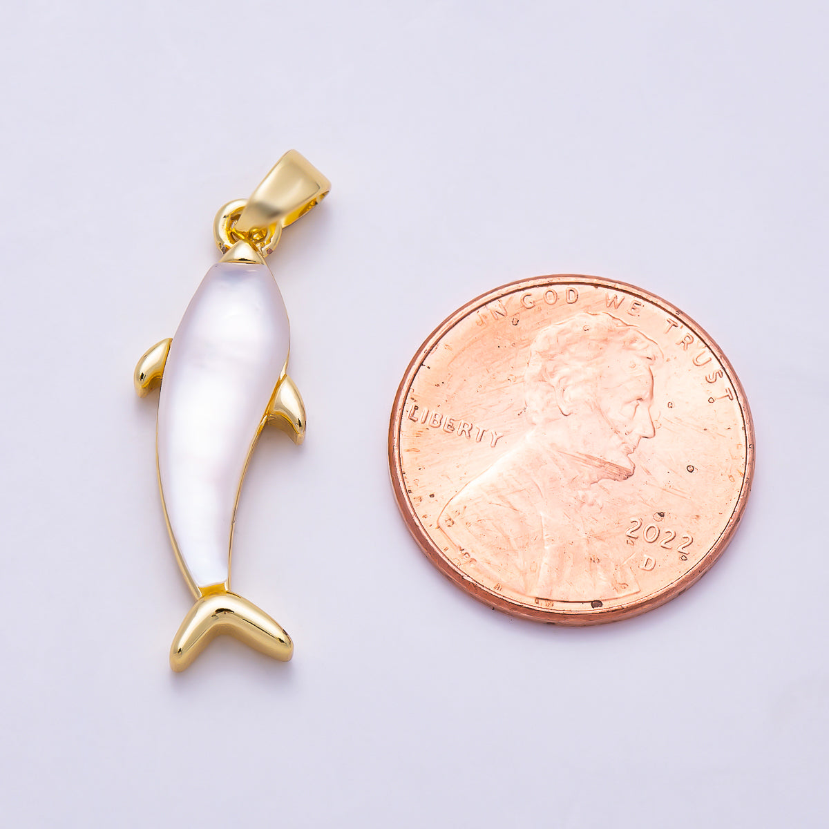 16K Gold Filled 25mm Abalone and White Shell Pearl Dolphin Ocean Beach Pendant | Charms-01981 - Charms-01982