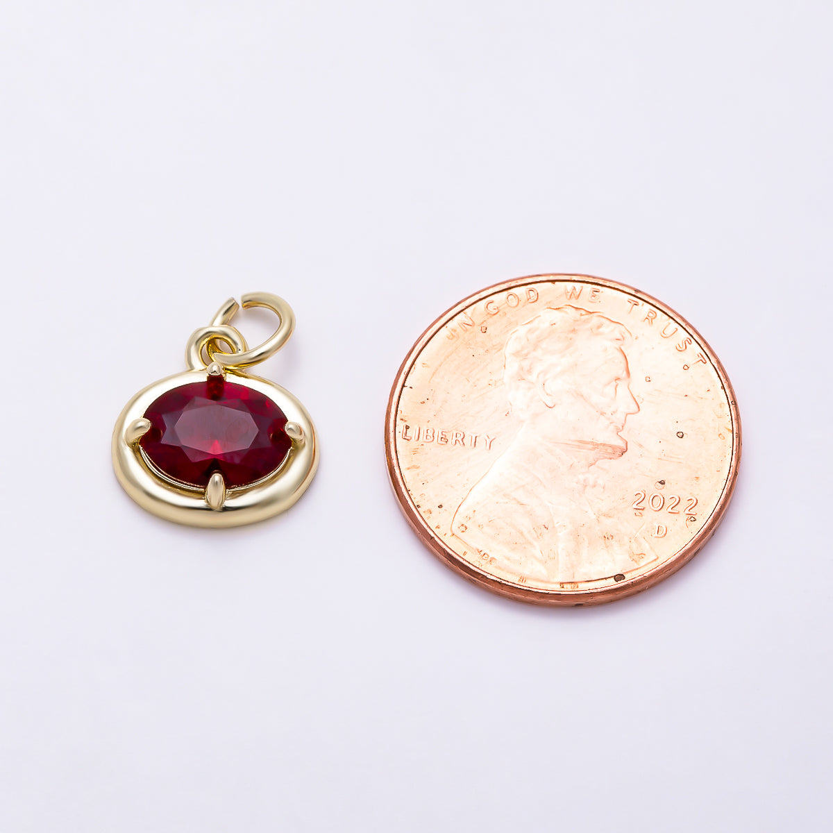 16K Gold Filled 11mm Oval CZ Faceted Birthstone Bezel Charm | Charms-01794 - Charms-01804