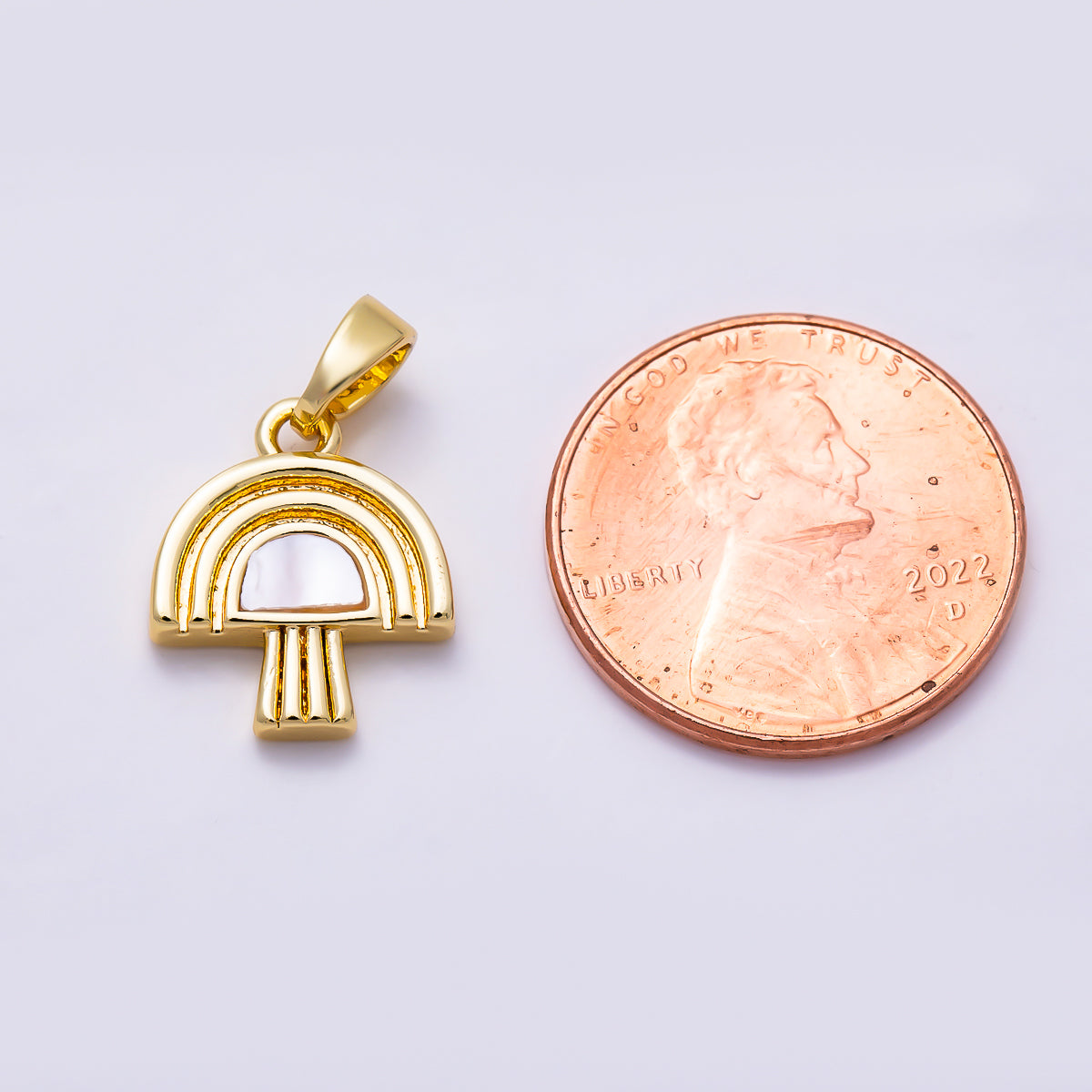16K Gold Filled 14mm Square Shell Pearl Mushroom Pendant | Charms-02041 - Charms-02042