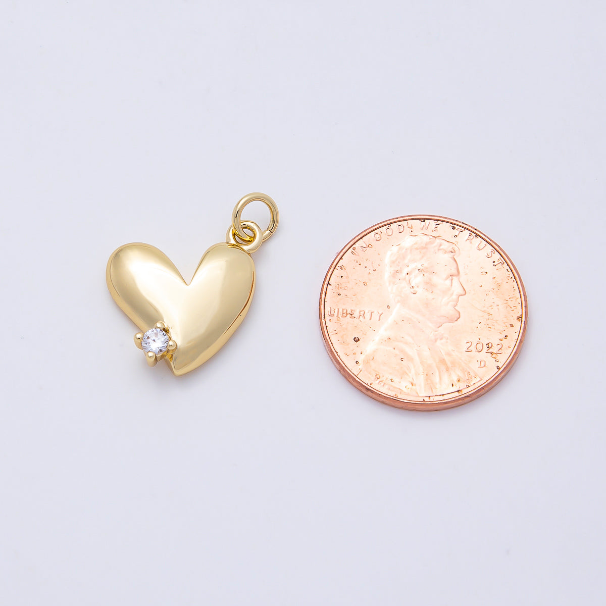 16K Gold Filled 15mm Clear CZ Heart Mini Charm | Charms-01171