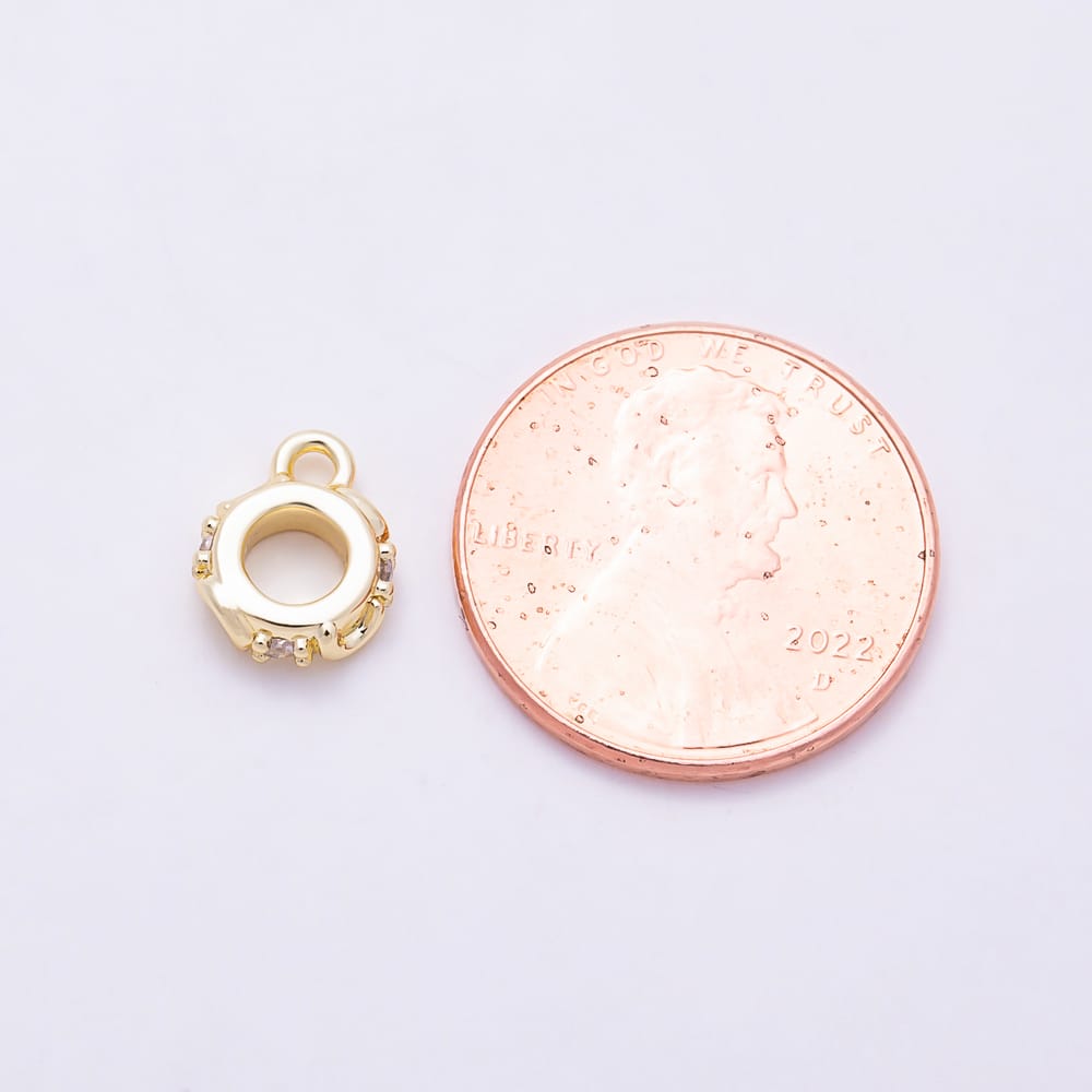 16K Gold Filled 10mm Clear CZ Celestial Crescent Moon Drop Rondelle Bail Findings in Gold & Silver | Findings-00640 Findings-00641