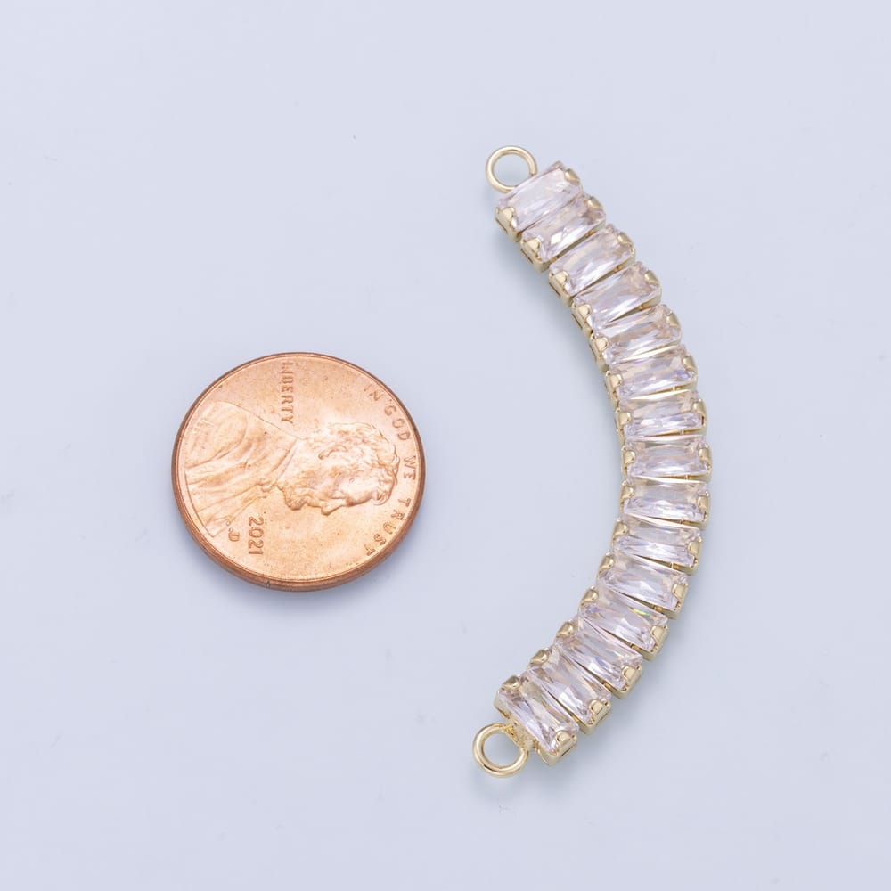 16K Gold Filled Clear CZ Baguette Connector | Connectors-00077