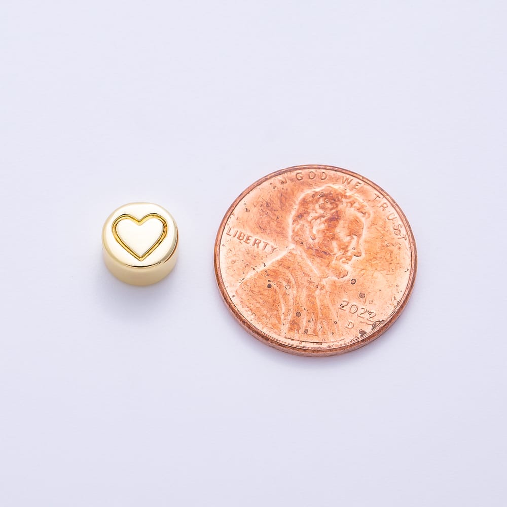 16K Gold Filled 7mm Minimalist Engraved Heart Round Bead in Gold & Silver | Beads-00639 Beads-00640
