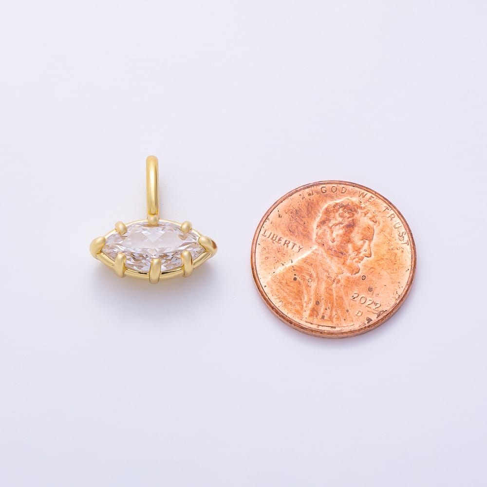 16K Gold Filled 18mm, 14mm Clear CZ GEORGIAN SET BEZEL Solitaire Pendant in Gold & Silver | Charms-02404 ~ Charms-02427