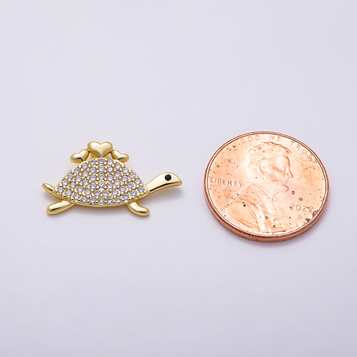 16K Gold Filled 21mm Micro Paved CZ Turtle Sea Animal Pendant | Charms-01509