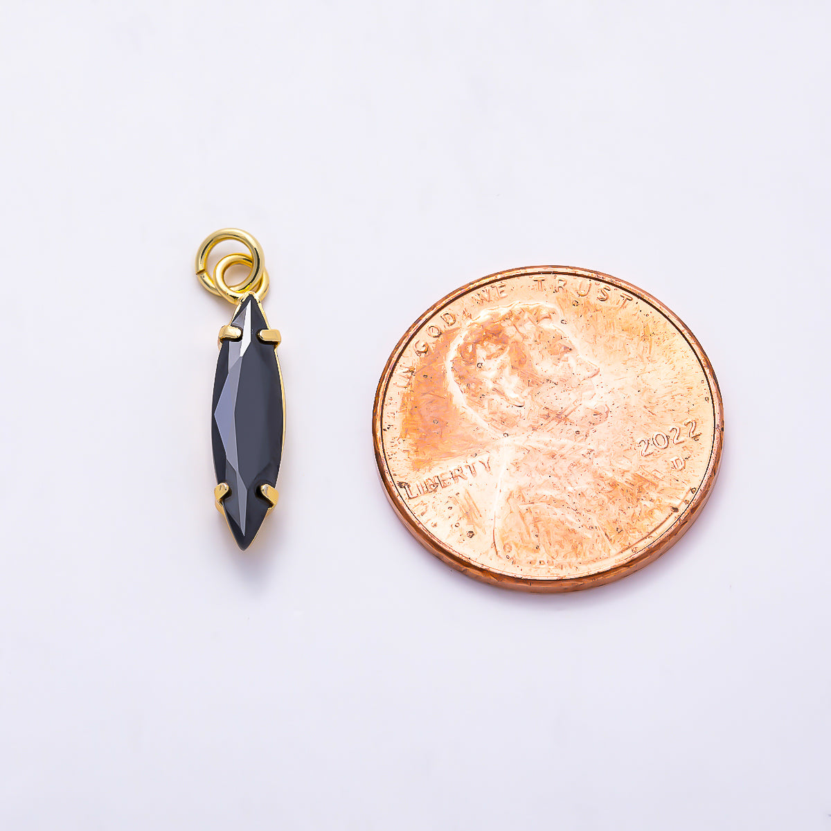 16K Gold Filled 14mm, 18mm Clear, Black CZ Marquise Charm in Gold & Silver | Charms-01457 ~ Charms-01462