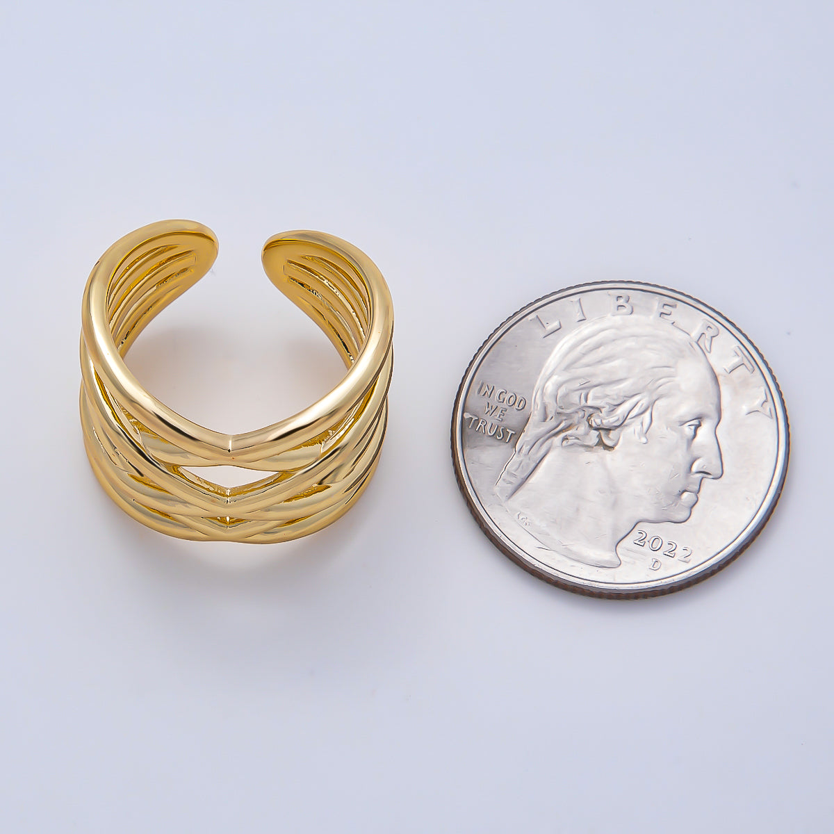 16K Gold Filled Minimalist Criss Cross Tied Multi Band Ring | Rings-00172