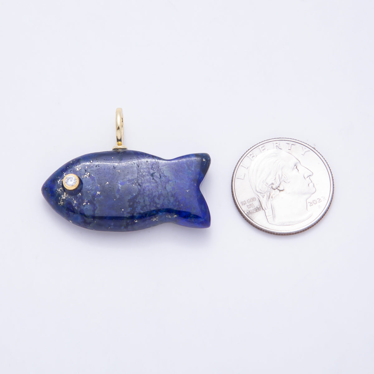 SUMMER 16K Gold Filled 40mm CZ Gemstone Fish Charm | Charms-01594