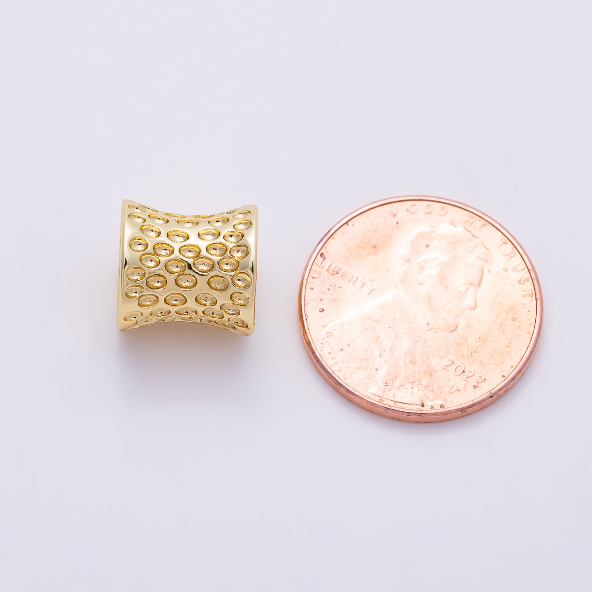 16K Gold Filled 10mm Concave Hammered Spacer Bead | Beads-00562