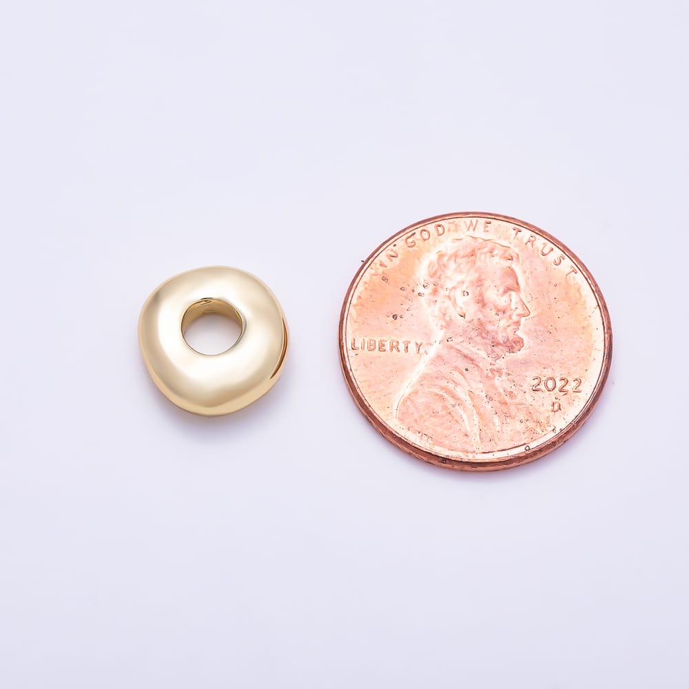 16K Gold Filled 11mm Plain Irregular Organic Wavy Pebble Spacer Bead in Gold & Silver | Beads-00611 & Beads-00612