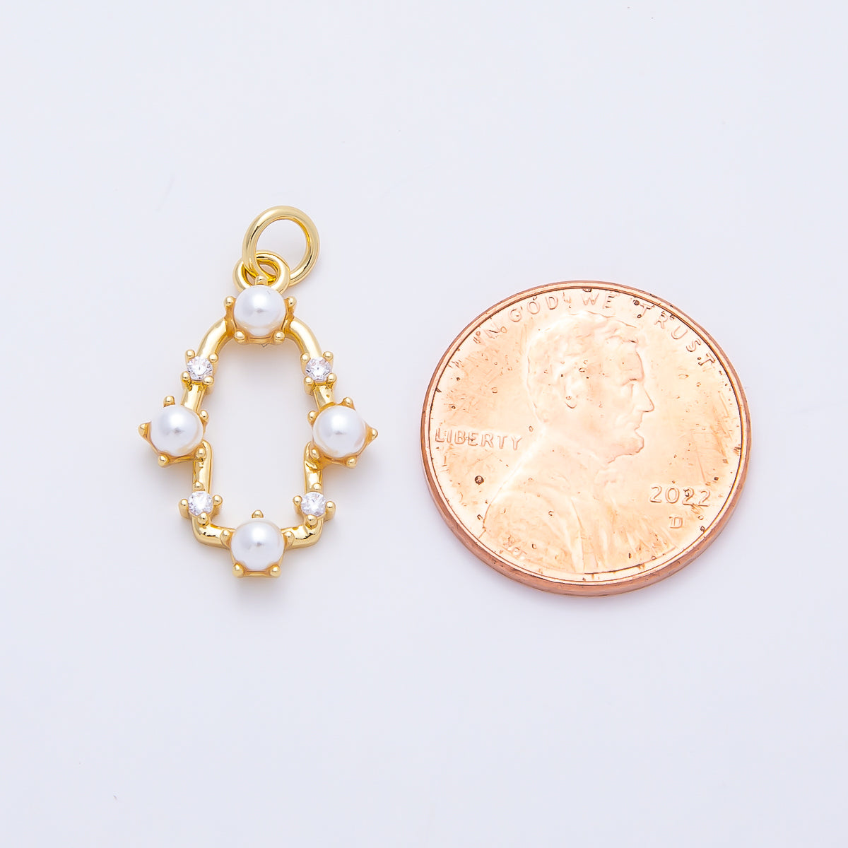 16K Gold Filled 20mm White Shell Pearl Open Oval Bezel Charm | Charms-01201