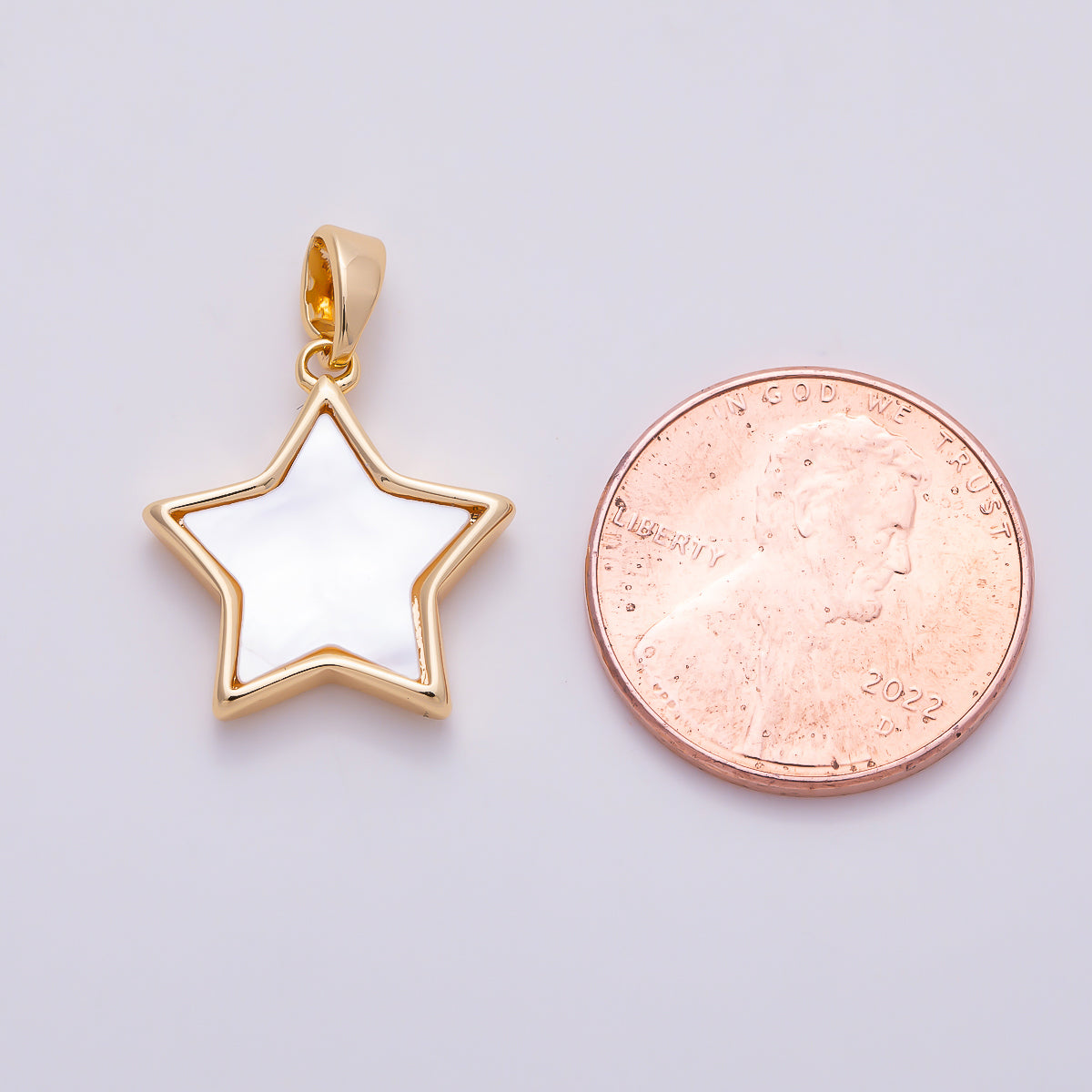 16K Gold Filled 10mm Shell Pearl Celestial Star Charm in Gold & Silver | Charms-01514 Charms-01515