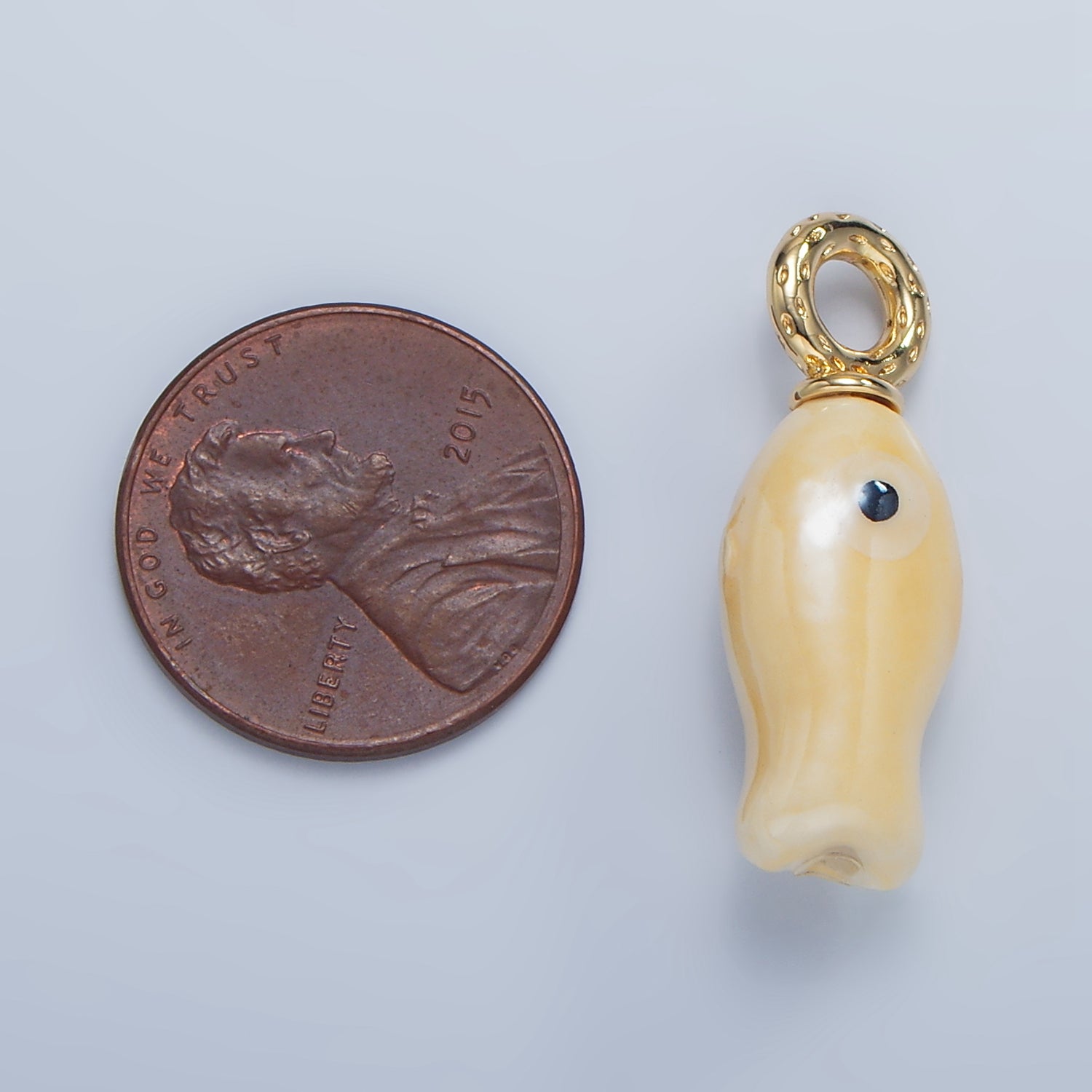 16K Gold Filled 27mm Purple Ceramic Figurative Fish Charm | AF1274