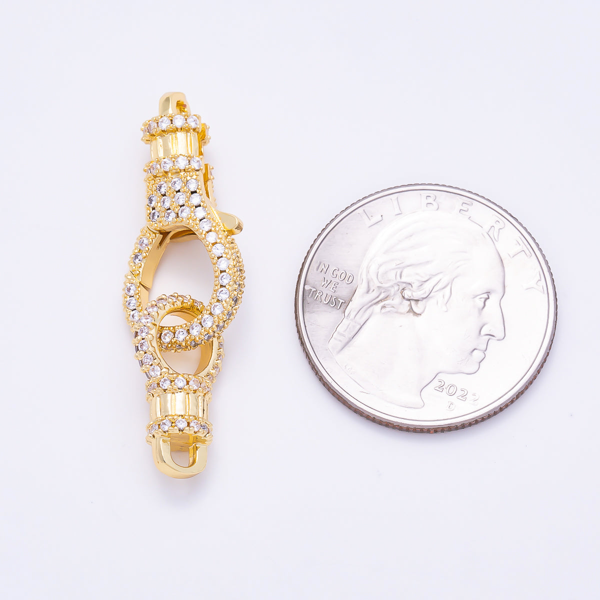 16K Gold Filled 25mm Colorful Micro Paved CZ Spring Lock Push Gate Clasp | Findings-00559 - Findings-00565
