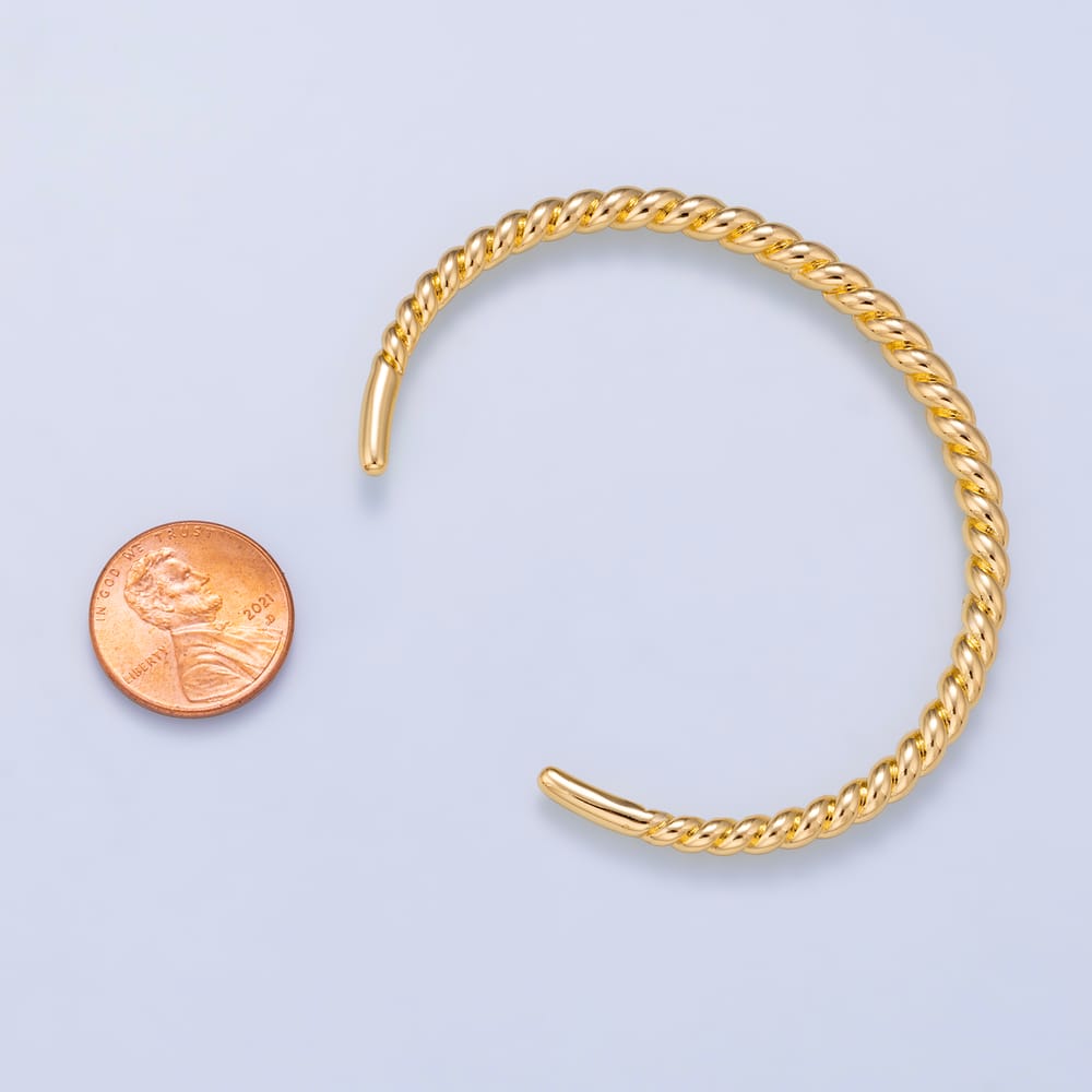 16K Gold Filled Minimalist Rope Geometric Cuff Bracelet | WA-00718