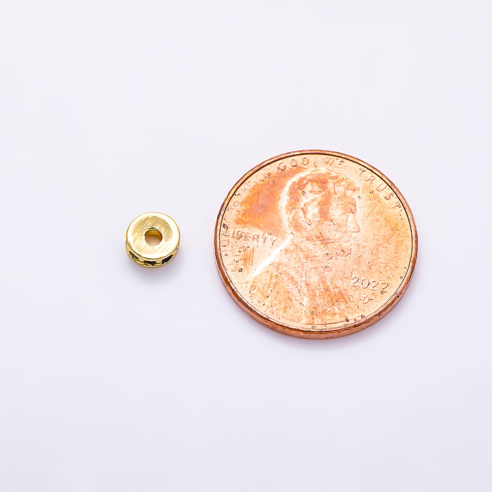 16K Gold Filled 5mm Colorful CZ Rondelle Wheel Spacer Bead | Beads-00603 -Beads-00606