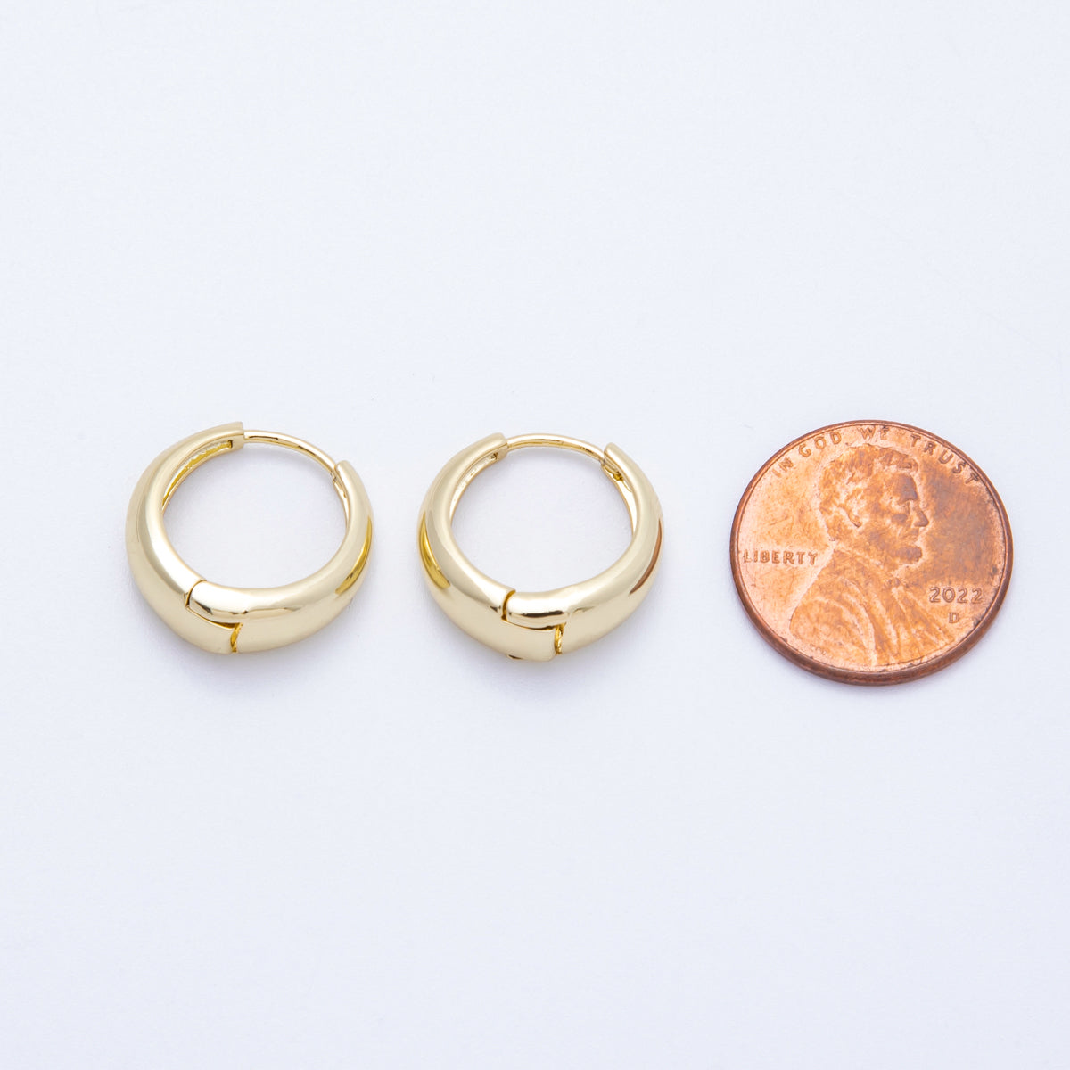 16K Gold Filled 17mm Minimalist Chunky Hoops Earrings | EARRINGS-00162