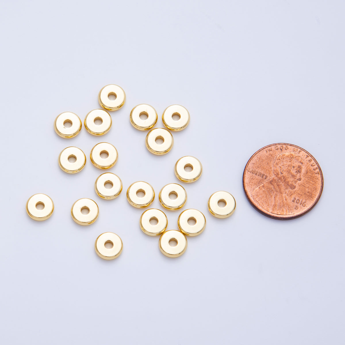 16K Gold Filled 6.8mm x 2mm Minimalist Rondelle Spacer Findings by 50 Pieces | Beads-00138