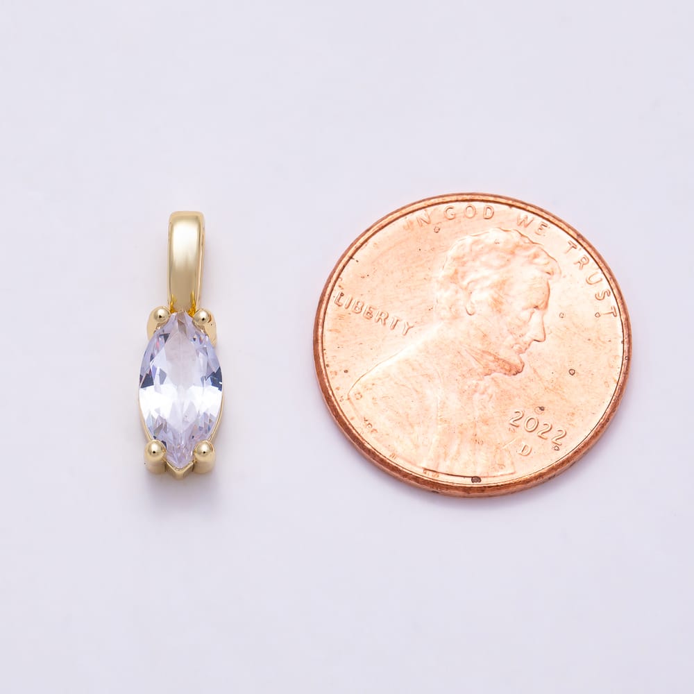 16K Gold Filled 16mm Clear Solitaire Marquise Cut CZ Pendant | Charms-02195