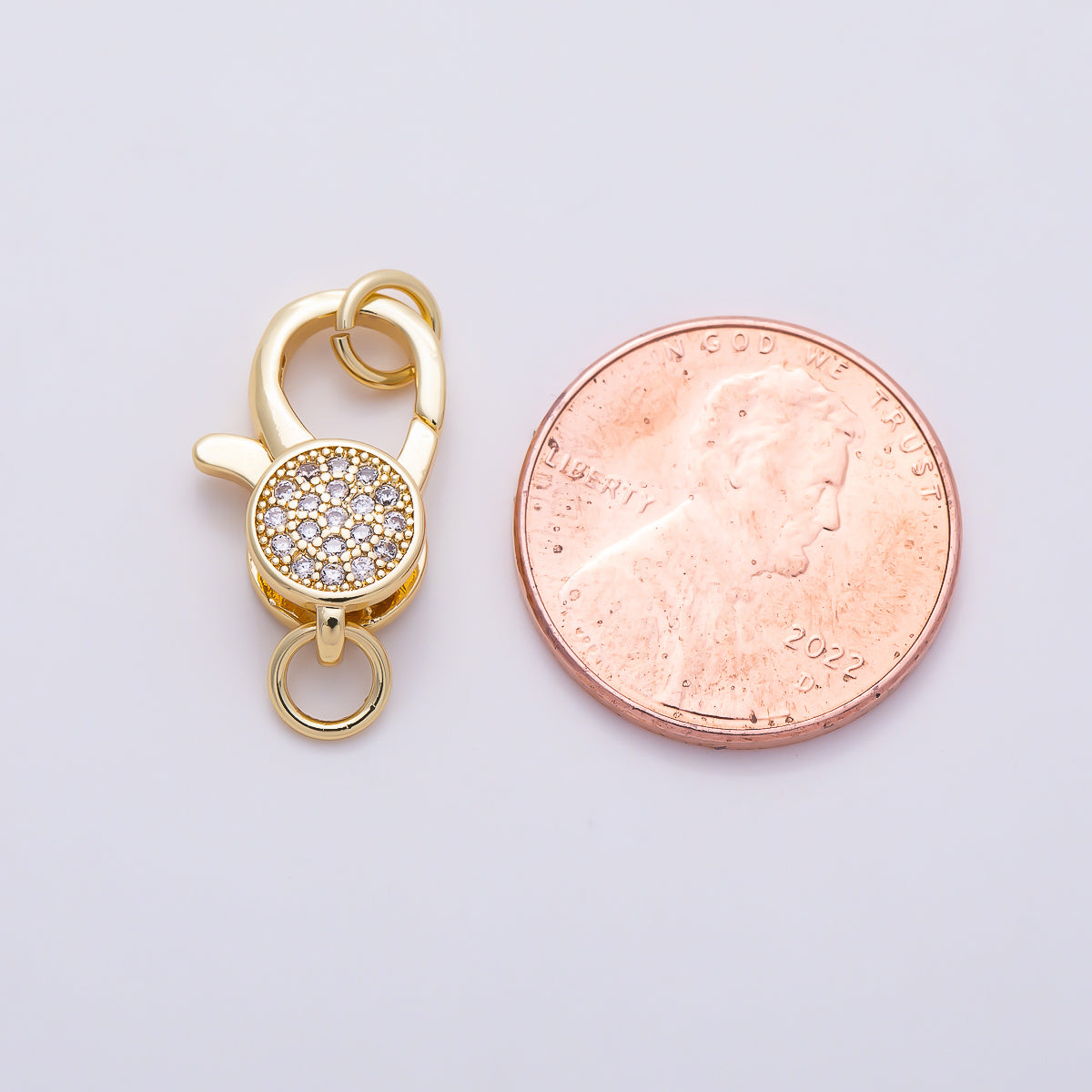 16K Gold Filled 17mm Colorful Micro Paved CZ Round Disk Swivel Lobster Clasp | Findings-00542 - Findings-00547
