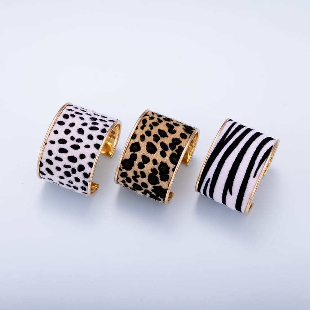 Leopard Zebra Animal Print Cuff Bangle Modern Bracelet | WA-02280