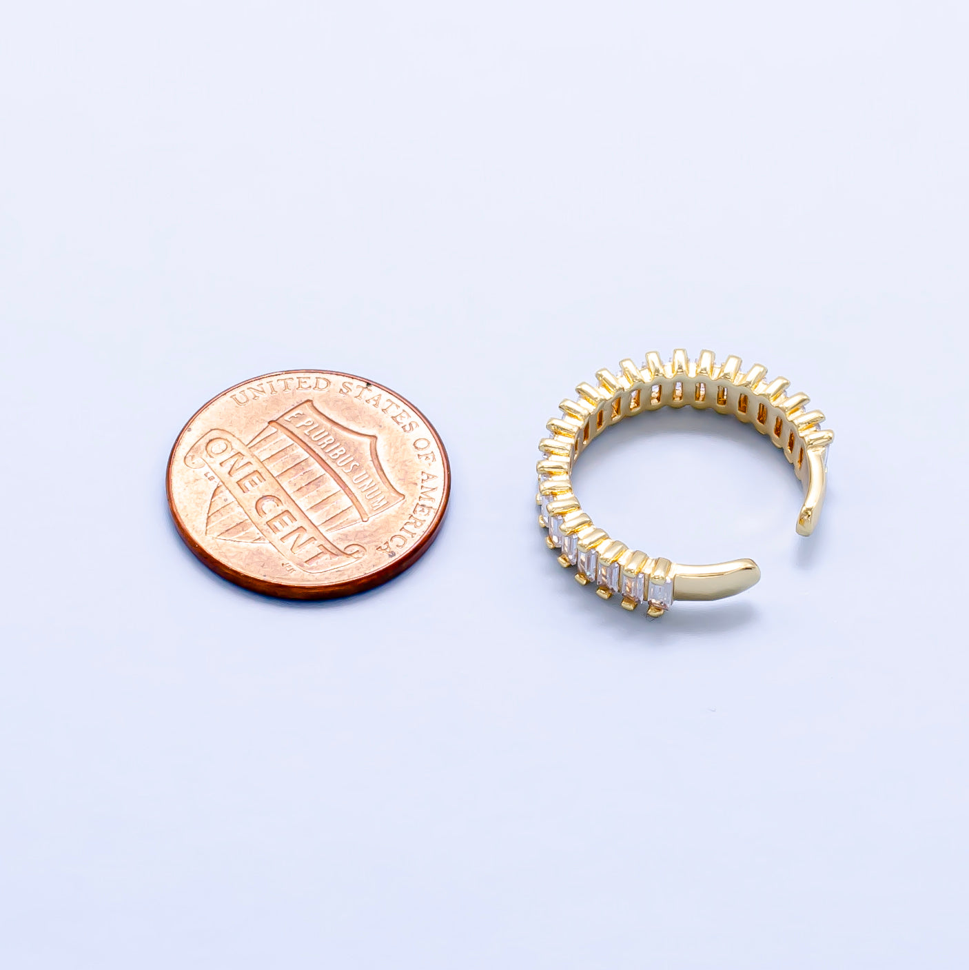 Baguette ring Open ring Gold band Crystal Ring O-976