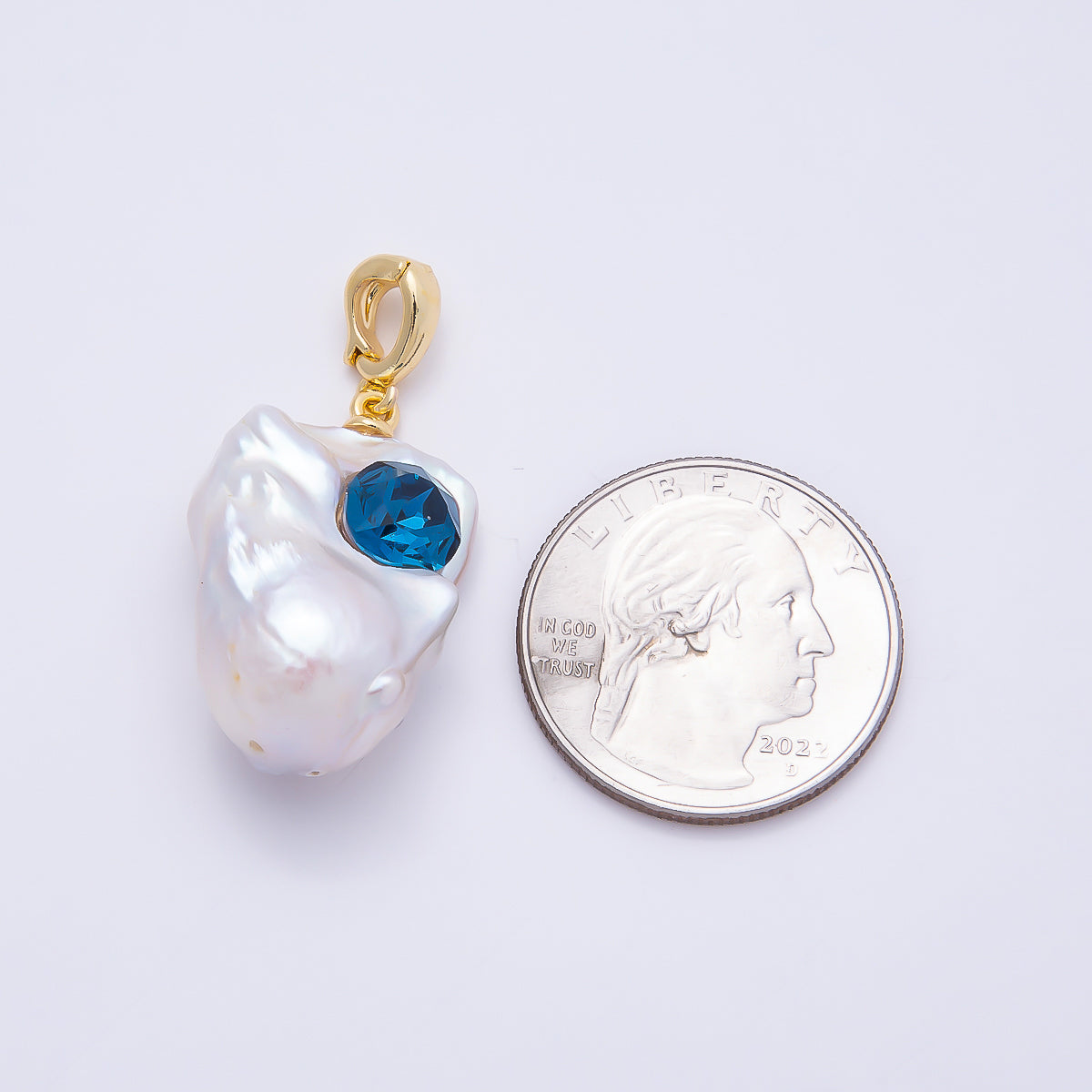 18K Gold Filled 25mm CZ Baroque Freshwater Pearl Pendant | Charms-00938 - Charms-00940