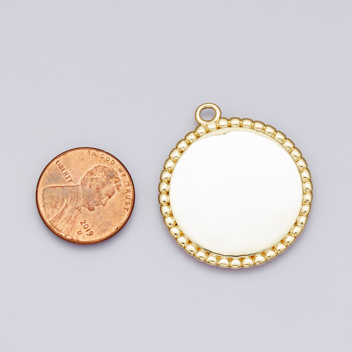 18K Gold Filled 33mm Minimalist Croissant Round Charm | Charms-00208