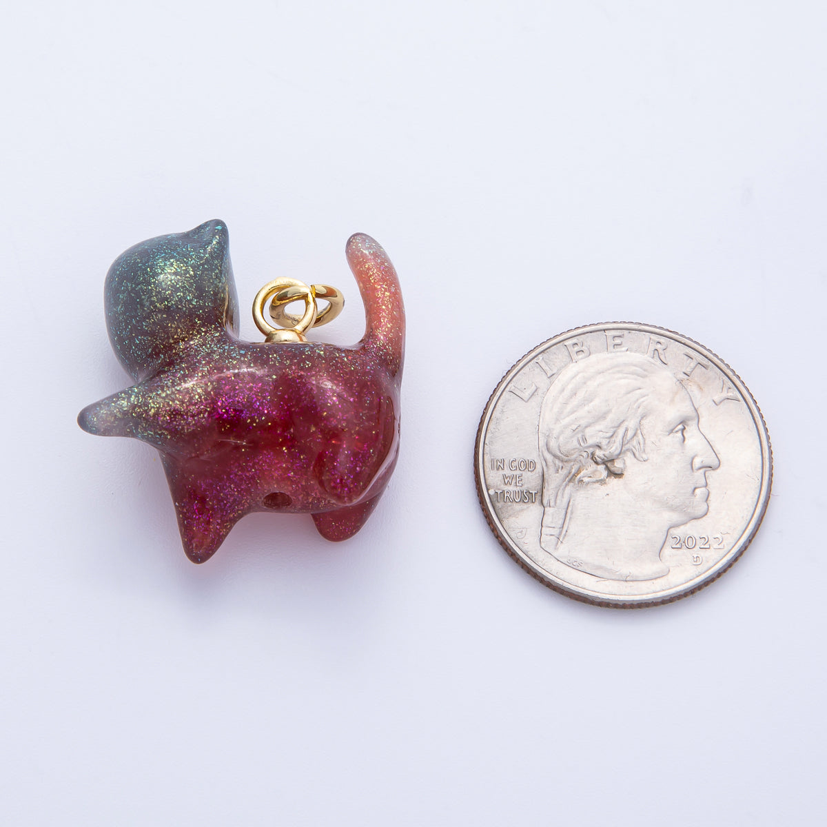 18K Gold Filled 27mm Colorful Glitter Kitty Cat Animal Resin Charm | CHARMS-00193 - CHARMS-00204