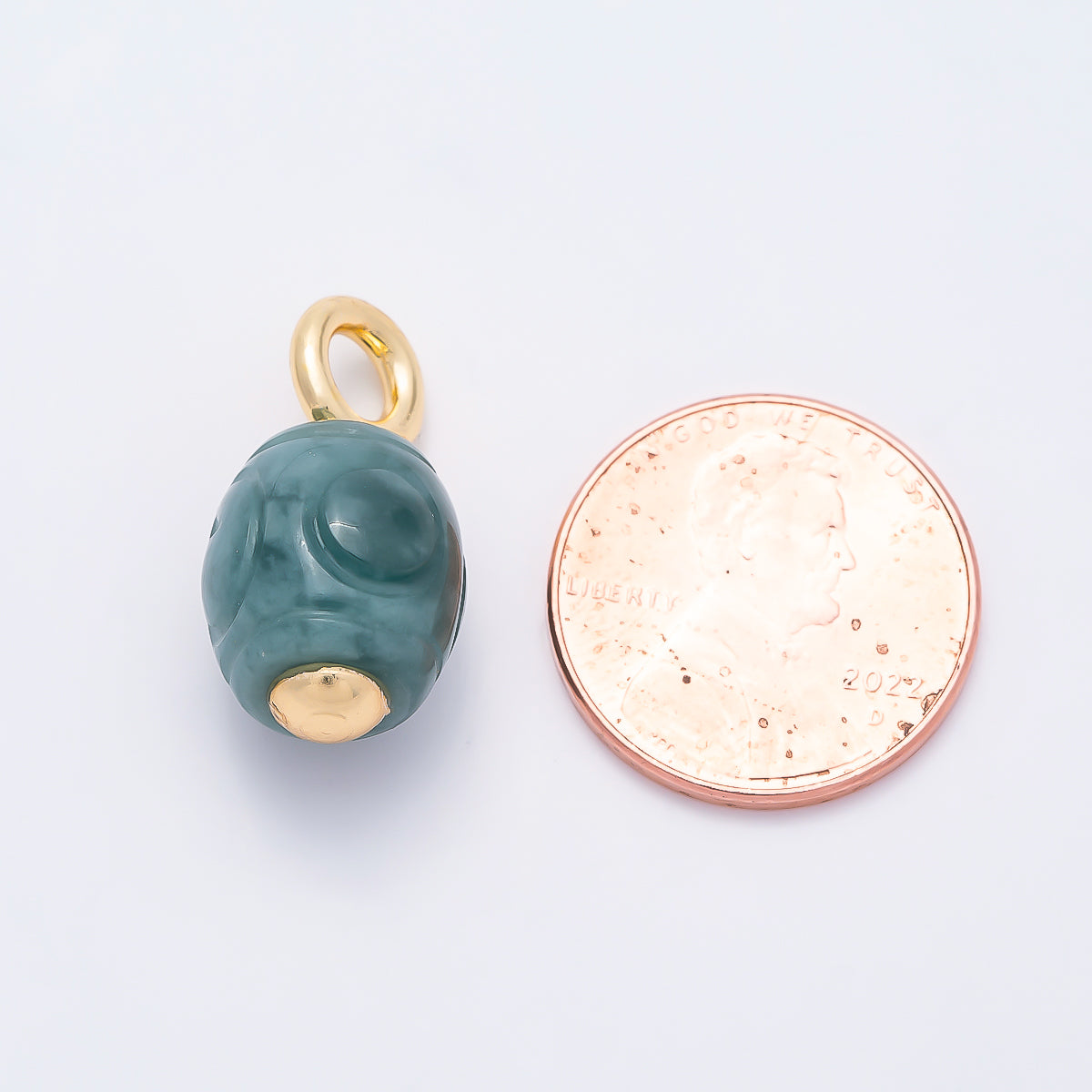18K Gold Filled 22mm Green Aventurine Gemstone Drop Pendant | Charms-01319